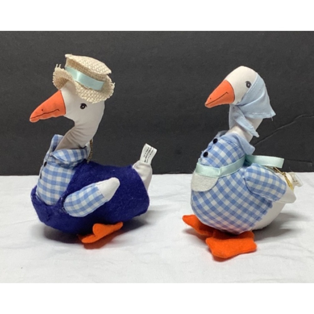 Set of 2 Goose Ornaments Vintage Midwest Of Cannon Falls Dressed 5" ma and pa